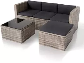 Lauko baldų komplektas Juskys Sodo poilsio komplektas Punta Cana M 3 vietų sofa 178x69x65 cm juoda/pilka