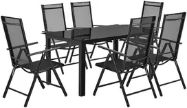 Lauko baldų komplektas Juskys Sodo baldų komplektas Milano 7 dalių 80x80x74 cm tamsiai pilkas aliuminis