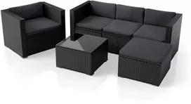 Lauko baldų komplektas Juskys Svetainės komplektas Punta Cana M sofa 178x69x65 cm juoda/tamsiai pilka