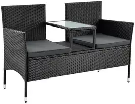 Lauko baldų komplektas Juskys Sodo suoliukas Monaco dviem 133x63x84 cm juodas/tamsiai pilkas