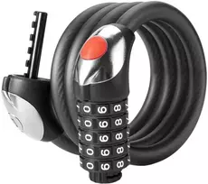 Rockbros RKS531 dviračio spyna su 5 skaitmenų kodu, plieniniu lynu, 180 cm, su LED apšvietimu - juodas