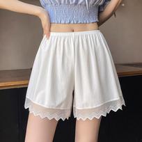 Ice Silk Women's Summer Anti-Exposure Loose Lace Safety Shorts One Size [80-110 lbs]