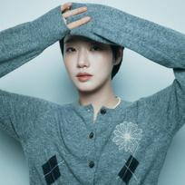 [mardimercredi] Cashmere Blended Cardigan Round Neck Argyle Grey Cream