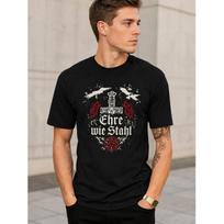 Men's black short-sleeve t-shirt with vintage Norse-inspired graphic, crew neck, soft cotton feel, relaxed fit, ideal for casual wear or metal music S juoda