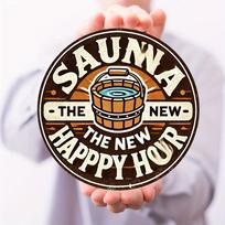 Sauna The New Happy Hour Bucket Tin Sign  Vintage Durable Metal Plaque Wall Decor Home Office Bar Man Cave Wall Art 30x40cm(11.8x15.7inch)