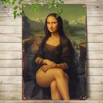 Metal Iron Sign Digital Art Mona Lisa Variant for Decor  Perfect for Home Dcor Clubs and Outdoor Use  Durable Office Wall H 20x30cm（7.8x11.8inch）