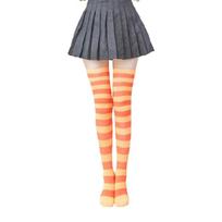 Thin Striped Thigh High Long Stocking Women Opaque Hosiery Warm Hosiery