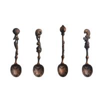 4Pcs Antique Small Mixing Spoon Ice Cream Spoon Teaspoon Ocean Theme Cocktail Stirring Spoons Tableware for Home