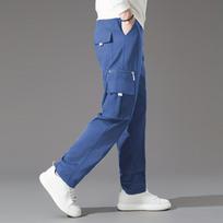 Men's Summer Cargo Pants with Multiple Pockets Straight Leg Outdoor Work Trousers XXXL mėlyna