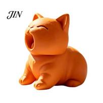 3D Printed Cat Figurine Figurine, Cute Screaming Ornament, Creative Mini Kitten Statue Decor Sculpture Desktop Decoration for Home Office Pet oranžinė