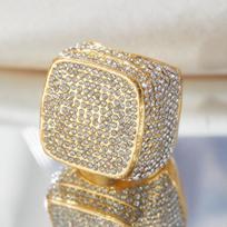 European and American Hip-hop Exaggerated Diamond Big Square Ring for Women Men's Personality Trendy Fashion Zircon 6
