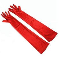 Classic Women Black White Red Evening Party Prom Gloves Opera Stretch Satin Long Mittens for Lady Driving Sun Protection Gloves One Size