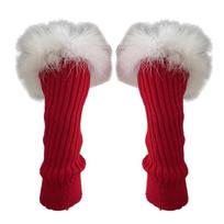 Punk Subculture Gloves Sleeves for Halloween Party Feathered Fingerless Gloves raudona