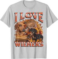 Aš Myliu Wieners taksų šunį Hot Dog Grafinis Marškinėlis Juokingas Laisvalaikio Medvilninis Trumpomis Rankovėmis T-shirt Augintinių Savininkas Vaikščiojimas Lauke S
