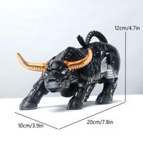 Vilead 20cm The Miami Bitcoin Bull Model Statue Robot Sculpture Office Desk Home Decoration Coins Badge Wall Street OX Bitcoin juoda