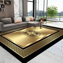 Luxury Golden Black Area Rug Modern Minimalist Home Decor Non Slip Mat for Living Room Bedroom Elegant Classic Design Perfect 40X60CM
