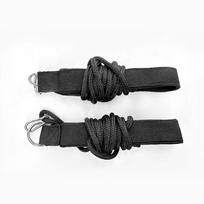 Pilates Training Resistance Bands Set with Double Rings, Shoulder Straps, Foot Pedals, and Wrist Straps. Black Short Cotton Strap (Single)