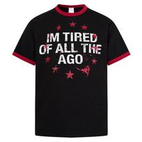 2026 Loose Crew Neck American Retro Rock Band Printed Short Sleeve T-Shirt Men's Loose Black Trendy Brand Wholesale M juoda