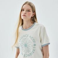 [mardimercredi] SLIM RINGER TSHIRT ACTIF EMBLEM_CREAM MINT F