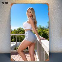 D Flat Sexy Girl D Wall Art Poster Fitness Girl Metal Sign For Home Gym Cafe Bar Aesthetic Room Decor 20x30cm（7.8x11.8inch）