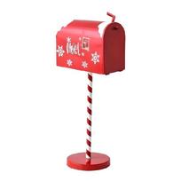 Festival Red Mail Post Box For Christmas Decorations Santa Letter Storage Metal Wooden Mailbox Ornament 1 raudona