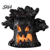 Horror Party Lighting Halloween Decoration, Ghost Face Tree Stump Lantern, LED Light Glowing Pumpkin Decor, Festival Atmosphere Decoration Indoor A