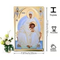 Virgin Mary  Jesus Orthodox Metal Icon  xcm Religious Wall Plaque with PreDrilled Holesfor Church or Home Prayer Corner 20x30cm（7.8x11.8inch）