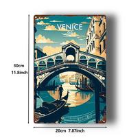 Venecijos skardinis ženklas x Vintažinis Italijos metalinis sienos meno kūrinys Retro geležinė plokštelė svetainei, žaidimų kambariui, miegamajam Kaimiškas kelionių dekoras 20x30cm（7.8x11.8inch）