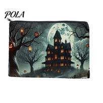 Portable Stationery Organizer Storage Bag, Halloween Pattern Print, Durable Canvas Zippered Small Accessory Bag Travel Toiletry Case, for Makeup A