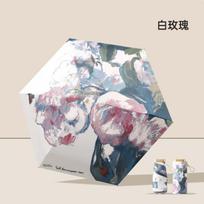 Ultra-Light Mini Sunscreen And Uv Protection Oil Painting Umbrella New Vinyl Double-Layer Double-Sided Flower Umbrella For Weather And Rain