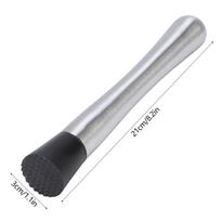Stainless Steel Ice Crushing Rod Long Handle Fruit Masher Tool Sturdy Cocktail Muddler  Bar