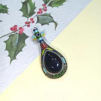 Vintage Geometric Brooch Pendant With Ruby Onyx And Amethyst For Daily Fashion Accessory Color A