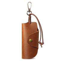 New Model Leather Key case - Top Layer Cowhide Car Key protection Leather Cover Pendant Portable Key Bag šviesiai ruda spalva