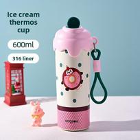 New Stainless Steel Ice Cream Insulated Cup With Straw For Students And Travel