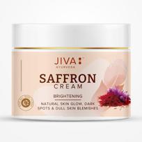 Jiva Šafrano kremas 100g | 100% Ajurvedinė formulė | Šviesina odos trūkumus, hiperpigmentaciją ir tamsias dėmes | Skatina kraujotaką ir balansuoja odos pH | white