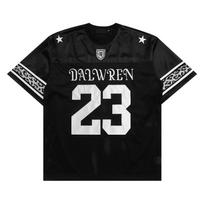 Retro black glossy American football jersey, letter embroidery leopard print cuttings, breathable mesh, couple men's and women's T-shirts S juoda