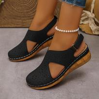 Women's New Style Casual Open-weave Breathable Velcro Platform Shoes 36 juoda