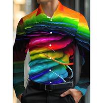 New men's long sleeved shirt 3D butterfly print long sleeved luxurious irregular pattern shirt collar top S gray