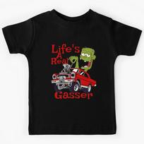 Hot Rod Gasser Cartoon Outlaw Drag Racing Blown Street Car Kids T-Shirt 100