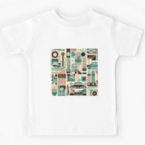 Retro Mid Century Modern Pattern Kids T-Shirt 150
