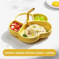 Baby Silicone Divided Cat Paw Plate With Suction For Toddlers Feeding And Training Yellow