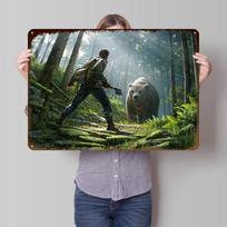 DayZ Livonia Man Vs Bear in Forest Tin Poster Customized Wall Art Retro Vintage Metal Signs for Fans Room Decoration Gaming 20x30cm（7.8x11.8inch）