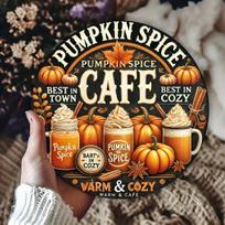 Pumpkin Spice Cafe Vintage Fall Decor Metal Tin Sign Wall Art 20x30cm（7.8x11.8inch）