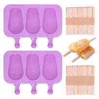 2 pcs 3 Grid Silicone Ice Cream Mold Rabbit Shaped Frozen Treat Maker Homemade Popsicle Mold  DIY