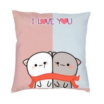 Dudu Bubu Mochi Peach Cat Funny Cushion Cover Two Side 3D Print Panda Bear Hug Throw Pillow Case For Living Room Cool Pillowcase Peach skin 18*18(CM)-1Pcs