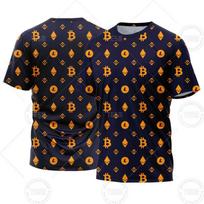 Bitcoin T-Shirt Ethereum 3D Printed Mens T-shirt Short Sleeve Crypto Shirt Casual Loose Sports Top Gift Clothing Couples Wear S