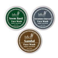 Rustic Art Sandal, Neem Basil, Geranium Charcoal Face Wash Concentrate | Deep Cleansing, De-Tanning, Acne Control | Organic, Sulfate Free | All Ski
