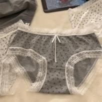 Lace & Floral Seamless Thongs: Pretty Feeling Women's Panties M (80-100 jin) tamsiai pilka spalva