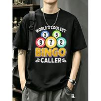 Bingo Caller with Number Balls Print - Round Neck Casual Shirt Suitable for Parties, Bingo Nights & Themed Events, Machine Washable Bingo Game Attire S juoda