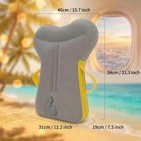 Inflatable Travel Pillow with Adjustable Neck Support - Ergonomic Design for Airplane And Car Durable Polyester pilka